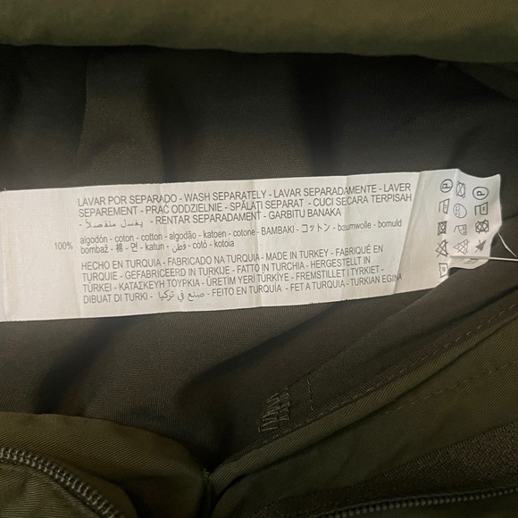 Zara Palazzo Wide Leg Pleated Trousers High Waist Pants Women's Size L Green - Picture 10 of 10